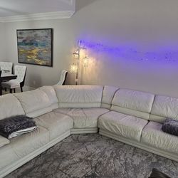 Sectional White Italian Soft Leather