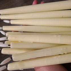 12 Taper Flameless Candles Flickering with Real Wax