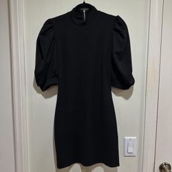 Forever 21 Black Body-con Dress With Puff Sleeves