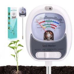 4-in-1 Soil Test Kit, Soil Moisture Meter for Fertility, Light, Moisture, PH, Soil pH Meter, Soil Tester, Moisture Meter for House Plants, Garden, Law