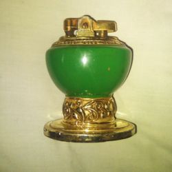 Vintage Ronson "Leona" green 1(contact info removed) Table Lighter