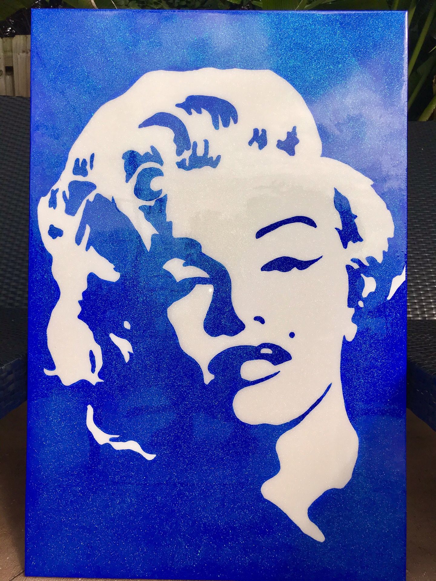 ✨MARILYN MONROE HAND MADE 👩🏼🎨GLOSSY RESIN CANVAS PAINTING WALL ART DECORATION