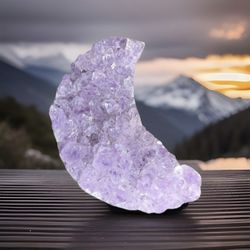 Amethyst Crescent  Polish Moon, , Amethyst, Moon, Crystal, Gemmy Gem