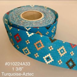 5 Yds of 1 3/8” Vintage Cotton Ribbon - Aztec Design. For Crafts. #010224A33