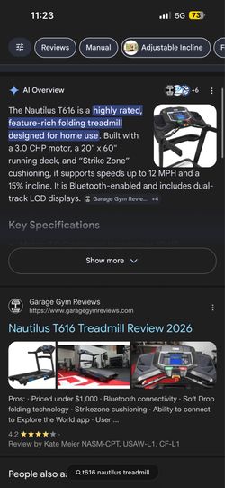 Nautilus T616 Treadmill