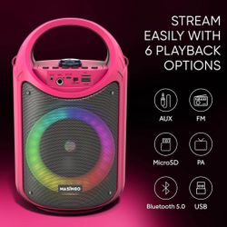 Masingo Burletta C10 Pink LED Ring Light Portable Wireless Karaoke Machine