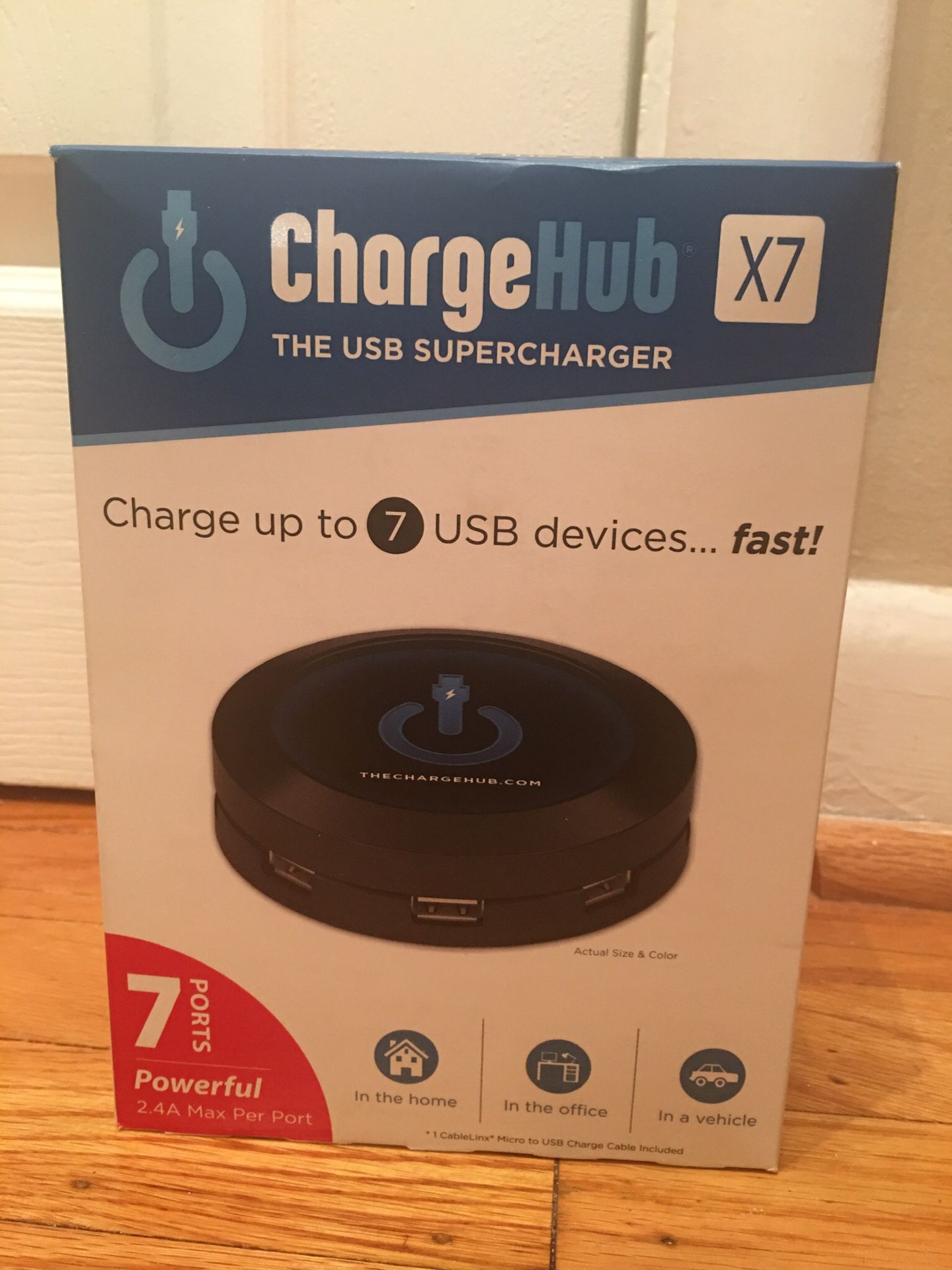 **NEW** ChargeHub X7 - 7-Port USB SuperCharger 2.4A Max per port (Black)