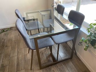 Glass Dinning Table 4 Chairs