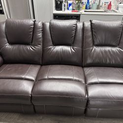 DARK BROWN Breathable Air Leather Power Recliner and Power Recliner Loveseat
