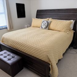 King Size Heavy Wooden Sleigh Bedroom Set