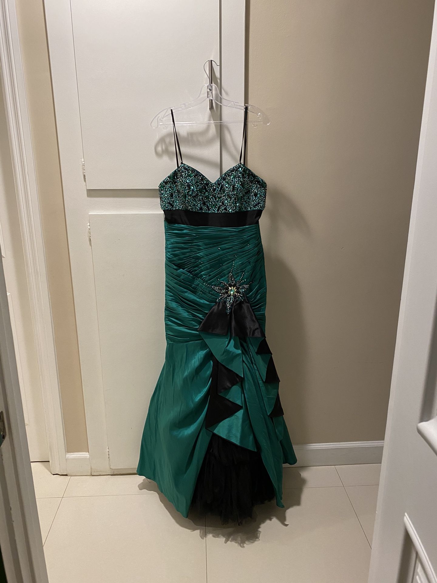 Dark Teal Mermaid Prom Dress