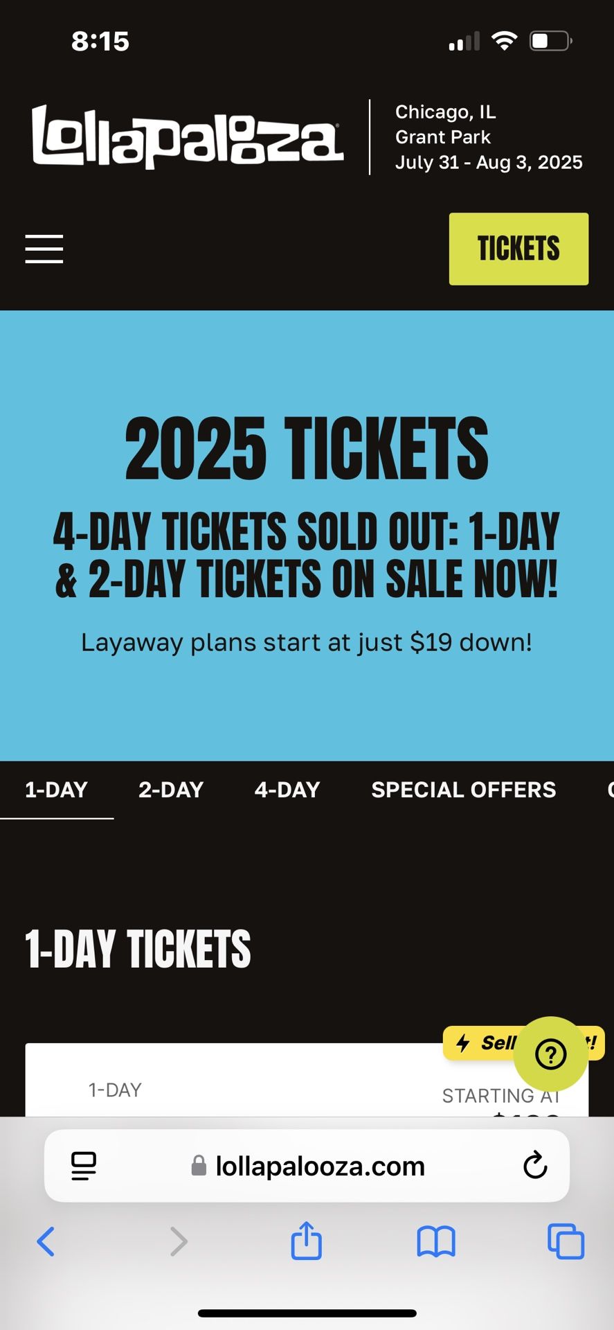 Lollapaluza : Two tickets for the 4 day pass GA