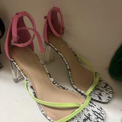 Black & Neon Sandals