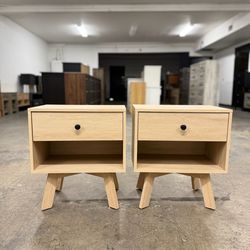 Price for Both - 2 Beautiful Light Wood Mid Century Modern Style Nightstands/ Nightstand Set / End Tables / Side Tables