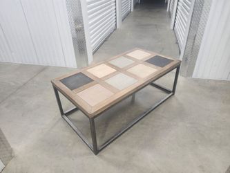 Ashley Furniture Coffee Table with Stone Tile Top & Metal Base