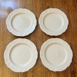 Vtg MidCentury Japan Federalist Ironstone 4 Set 10 5/8” Dinner Plates White 4238