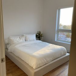 Queen-Size Bed Frame + Mattress + Box Spring Set