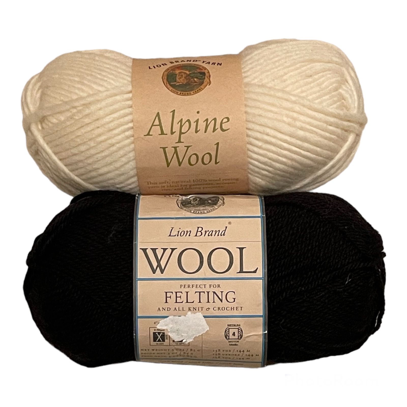 Lion Brand Yarns WOOL, 2 skeins, 3 oz each, pre-owned.