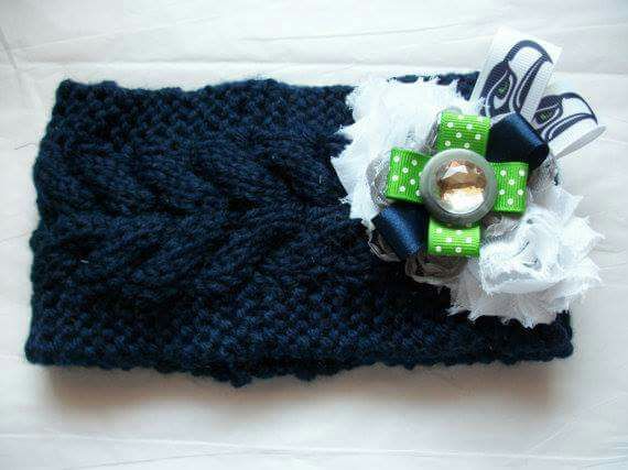 Seattle Seahawks women's knit crochet ear warmer headband