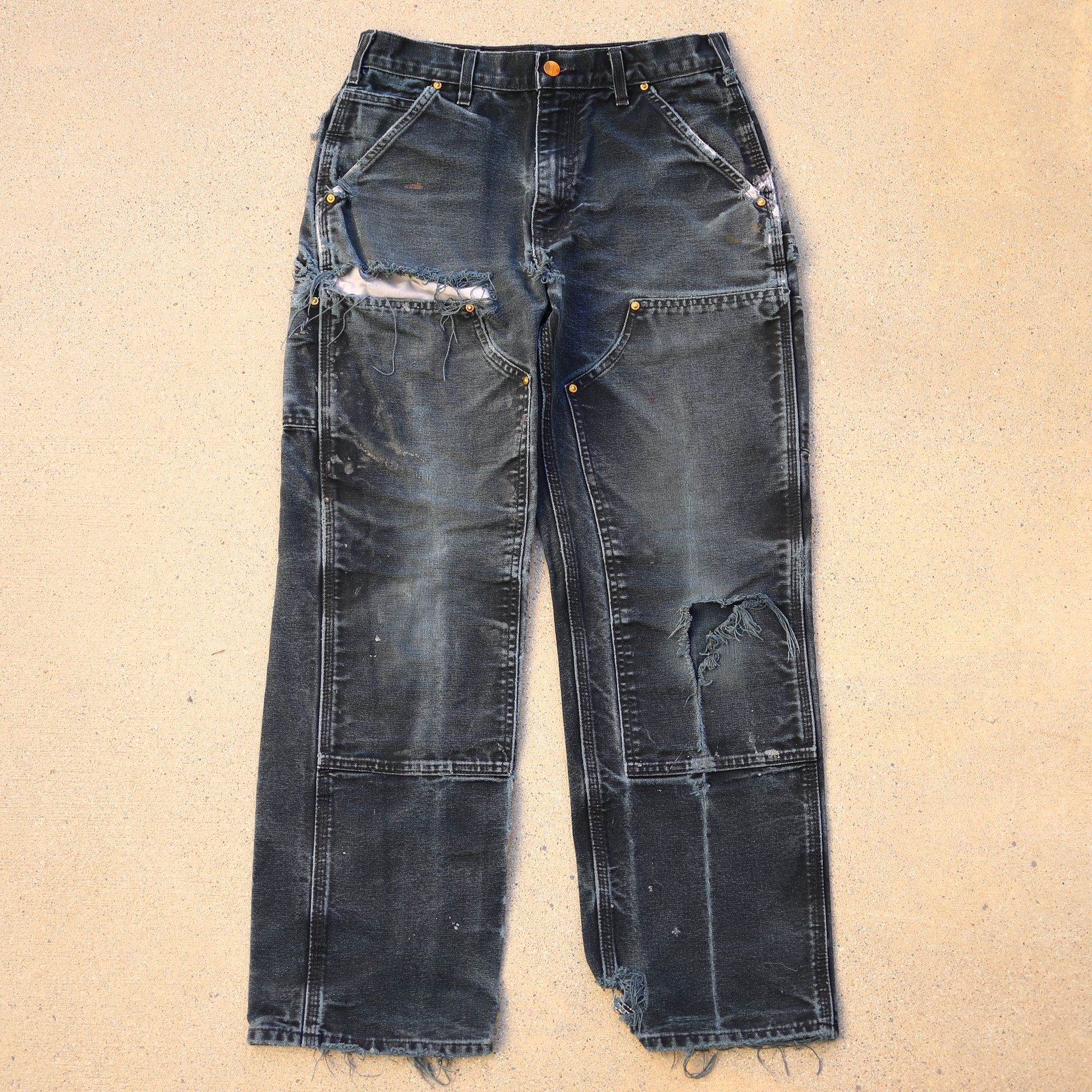 Vintage Carhartt B01 BLK Black Double Knee Carpenter Pant for Sale 