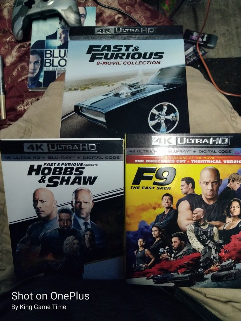 Fast & The Furious 1-9 + hobbs And shaw (4k $75 Or Blu ray ,$45)