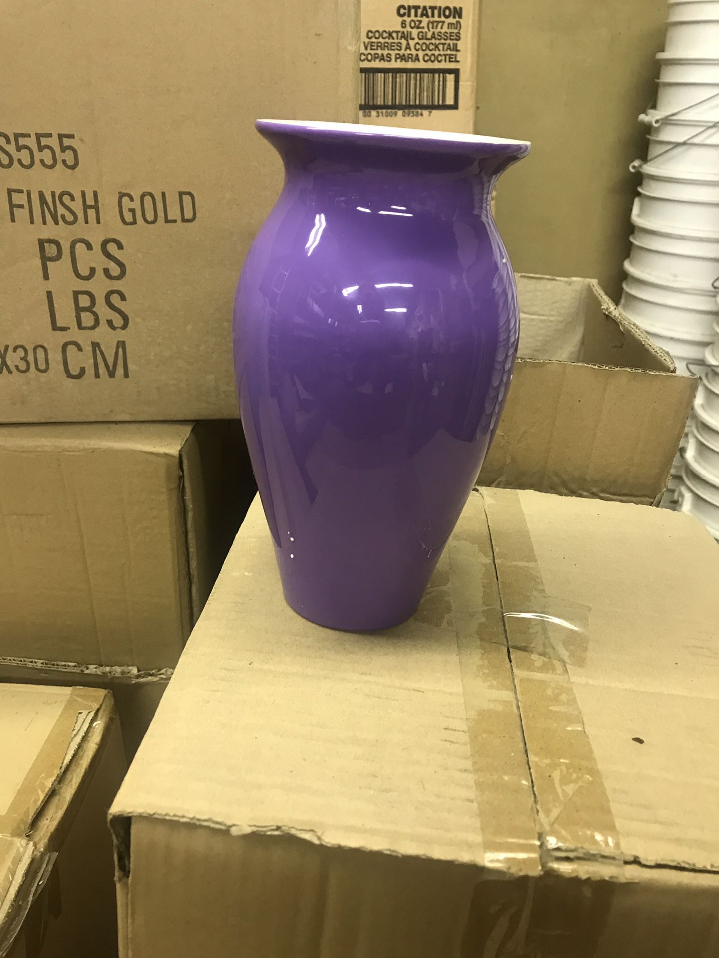 6 purple flower vases