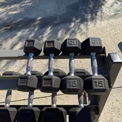 10-45-320lbs-Total-of-Rubber-Coated-Dumbbells-and-Rack


