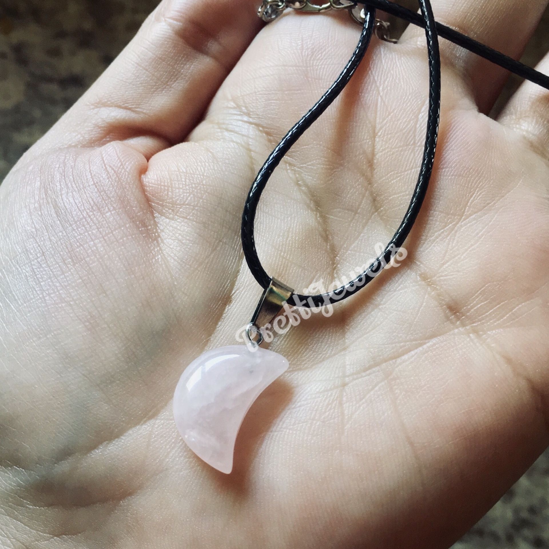 NEW Moon Rose Quartz Gemstone Necklace