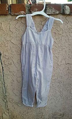 Toddler jump suit white w/light brown strypes