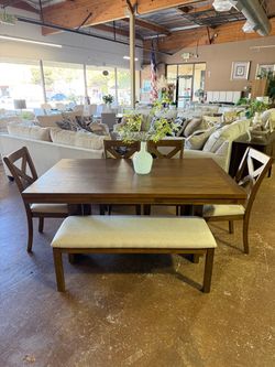 Dining Set Table With 4 Chairs & Bench