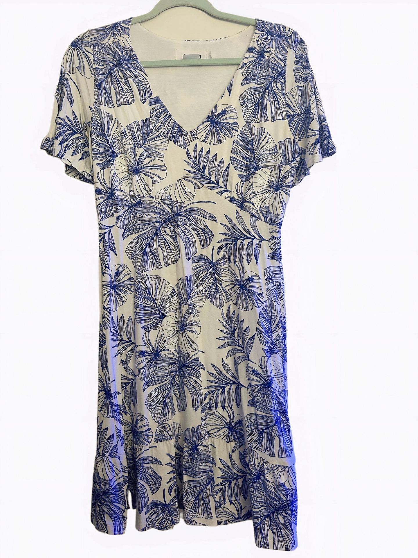 Elegant White & Blue Desigual Dress – Size M