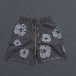 grey denim tears shorts