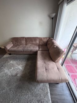 Brown Microfiber L-Shaped Sectional Sofa