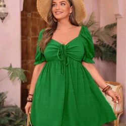 Plus Size Puff Sleeve Dress