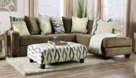 Brand New Brown Super Plush Microfiber Sectional Sofa (Ottoman Sold Separately)