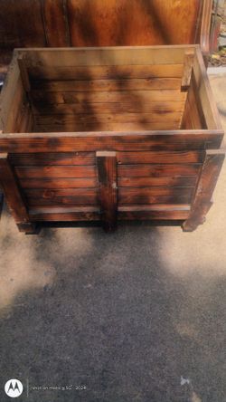 wooden  Ice chest with caster wheel;s