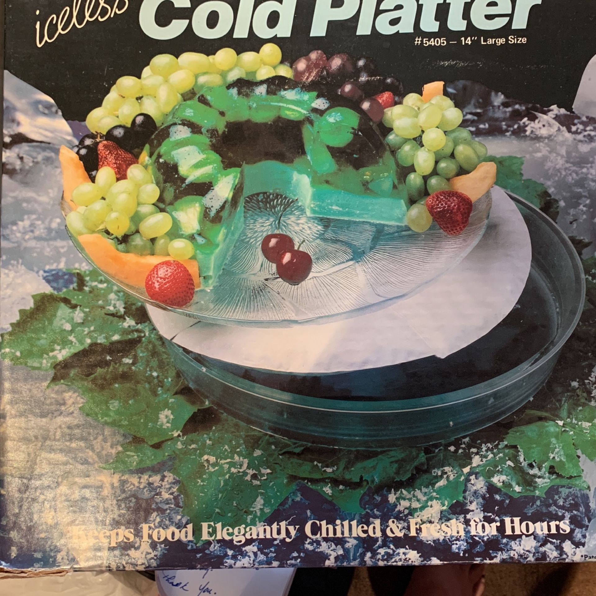 Iceless Cold Platter 14 Inch Large Size Tempered Glass Platter