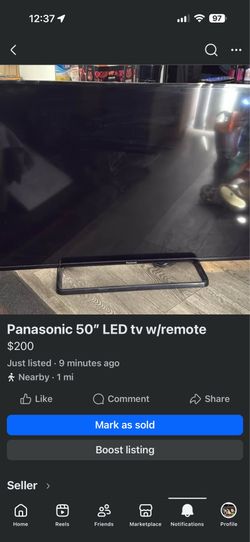 Panasonic 50’ LED Tv w/remote