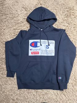 Supreme x Champion Label Hoodie Navy Small
