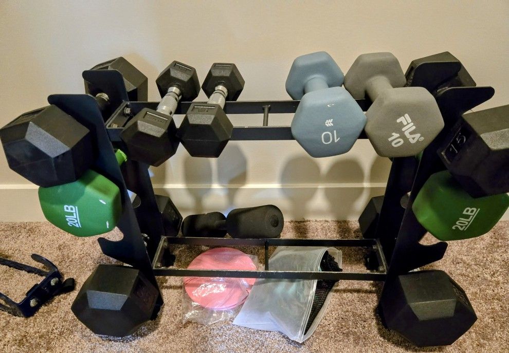 Dumbell Set And Weight Rack