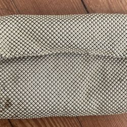 Vintage Whiting & Davis Cream Bag Metallic Mesh Evening Clutch Purse