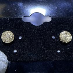 10k Yellow Gold Diamond Studs Screwback Earrings 