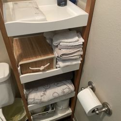 Tan & White Shelving Unit 