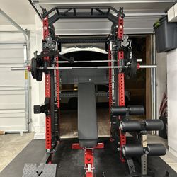 PRO SERIES Ultimate 3-1 Half Rack Functional Trainer w/Smith Machine Bar Bundle | 400lb Stack | Gym Equipment | Fitness | Commercial | Squat Rack 