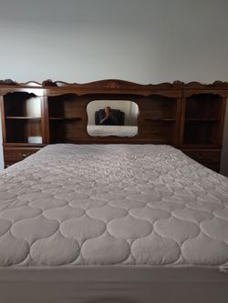 Queen Bed with Bookcase Headboard and Mattress