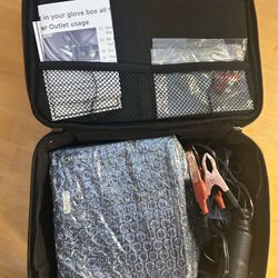 Dual Power Car Tire Inflator – 12V & Battery Clamps w/ Case