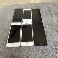 11 iPhones  Title: Lot Of iPhones For Parts- Quantity 11 Total, iPhones 4 & 5 & 5s & 5Se & 6s & 8+