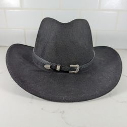 Western Cowboy Hat Unisex Wide Brim Felt Fedora Hats Classic Flat Top 