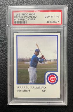 1986 Rafael Palmeiro PSA 10 Gem Mint - ProCards Pittsfield Cubs. Rookie Card (1st Minor League Card - Rare)