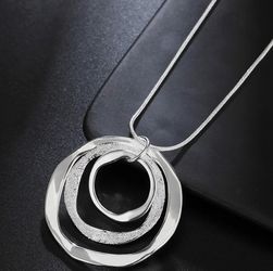 925 Sterling Silver  Frosted Silver Necklace 